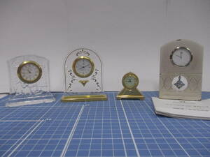 ミニ置時計　４点(ウェッジウッド、ミキモト、ポーラ、ミニクロック)　検　アナログ時計