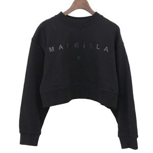 メゾンマルジェラ Maison Martin Margiela mm6 コットン ロゴプリント スウェット レディース ブラック size12Y M60232 [Y03341]