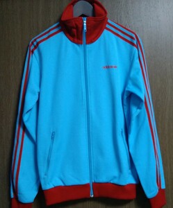 アディダス　adidas　ジャージ　ジャケット　Mサイズ　レアカラー！ 水色×赤　美中古