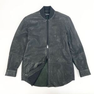 Ga16 DIESEL ディーゼル レザージャケット ライダースジャケット 牛革 カウレザー ダブルジップ◯ リブネック◯ M ブラック メンズ 紳士服