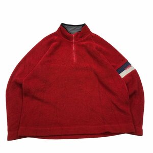 【XXL】USA 古着 90s TOMMY HILFIGER トミーヒル フィガー 90年代 フリース ハーフジップ プルオーバー レッド 赤 ２XL