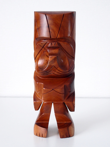 ●ビンテージ Milo Wood TIKI オブジェ 高さ25CM●作家物 Brian of Hawaii 置物 ティキ 木彫 幸運の神