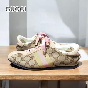 GUCCI レディーススニーカー GG柄 キャンバス ピンク