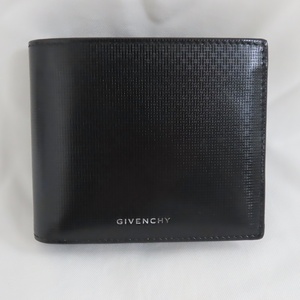 Ts791071 ジバンシー 二つ折り財布 クラシック 4G レザー ウォレット メンズ カーフ 黒 Givenchy 中古