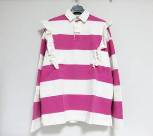 送料無料 定価3.9万 新品 HOLIDAY RUFFLE RUGBY SHIRT ピンク 日本製 ホリデー フリル ラグビー シャツ ボーダー カットソー