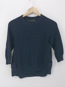 ◇ B MING LIFE STORE by BEAMS 切替 ニット 長袖 カットソー ネイビー レディース P