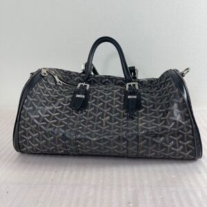 GOYARD ゴヤール クロワジュール ボストンバッグ PVCコーティングキャンバス ブラック【m-2】