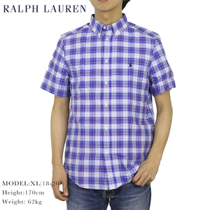 新品 アウトレット 3157 M(10-12)サイズ 半袖 チェック ボタンダウン シャツ polo ralph lauren ポロ ラルフ ローレン 