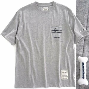 新品 シェルティークラブ 24SS ボーダー ポケット 半袖 Tシャツ LL 灰 紺 【SH1442086_97】 Sheltie Club 春夏 メンズ カットソー 丸首