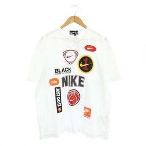 未使用品 ナイキ × ブラックコムデギャルソン AD2023 24SS Oversized Multi Logo Print T Tシャツ カットソー 半袖 ロゴプリント S 白 ホ