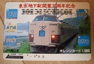 即決！使用済オレンジカード　JR東日本 東京地下駅開業15周年記念　さざなみ　房総特急