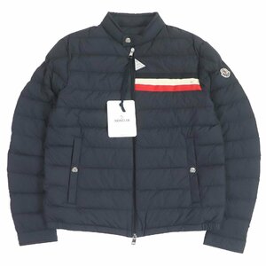 未使用品□MONCLER モンクレール YERES トリコロール ロゴワッペン WZIP ライトダウンジャケット ネイビー 2 ハンガー付 正規品 メンズ