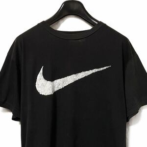 Supreme 元ネタ【90s NIKE ビッグスウッシュ プリント Tシャツ M】ブラック ビンテージ ナイキ 古着 スウォッシュ Supreme L USA製 レア