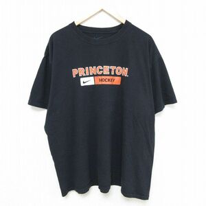 XL/古着 ナイキ NIKE 半袖 ブランド Tシャツ メンズ PRINCETON 大きいサイズ クルーネック 黒 ブラック 24jul12 中古