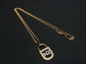 ■美品■ NINA RICCI ニナリッチ ラインストーン ネックレス アクセサリー レディース ゴールド系×シルバー系 DE9778