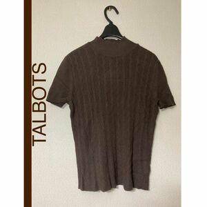 TALBOTS ハイネックニットTシャツ タルボット　ダークブラウン