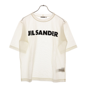 JIL SANDER ジルサンダー フロントロゴプリントシースルー半袖Tシャツ シアー ホワイト レディース JSPM705040