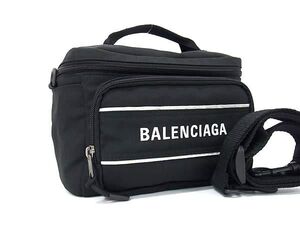 ■極美品■ BALENCIAGA バレンシアガ ナイロンキャンバス クロスボディ ショルダー カメラバッグ 斜め掛け メンズ ブラック系 AY7001