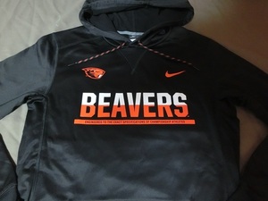 激レア Nike 製 【THERMA-FIT】USカレッジ オレゴン州立大学ビーバーズ【OREGON ST BEAVERS】ロゴプリント プルオーバーパーカーUS XL BLK