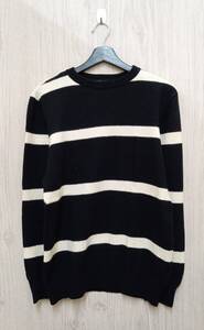 STUSSY/ステューシー/ニット/Wool Border Crewneck/ブラック×ホワイト/Mサイズ