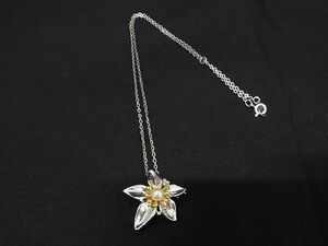 ■新品同様■YUKI TORII ユキトリイ K18×SV925 ダイヤモンド 0.03ct 真珠 パール ネックレス ペンダント アクセサリー シルバー系 EA0883