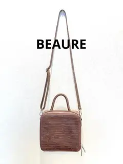 BEAURE ヴュレ カウレザー クロコ型押し 2WAY ショルダーバッグ