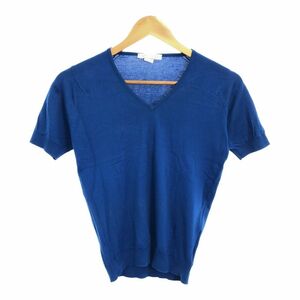 美品 JOHN SMEDLEY ジョンスメドレー ニットトップス XS 綿100％ 半袖 シーアイランドコットン レディース AO1874A21