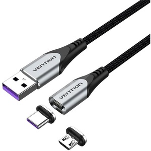 [新品未開封] VENTION マグネットUSB-Cケーブル 5A急速充電対応 ケーブル2本+マグネット台座3個セット