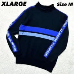 X-Large エクストララージ ウールニットセーター 編込みアームロゴ M