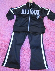 BIJOUX GIRL（ビジューガール）子供服 キッズ ジャージ ズボン セットアップ 2本ライン 黒 90cm (56-21036)