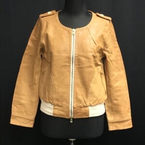 Persee☆羊革/ラムスキン/レザージャケット【38/レディースM/キャメル/camel】シープ/本革/sheep/leather/Jacket/Jumper◇cBH499