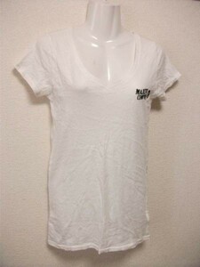 assk2-1042☆■moussy■/マウジー　半袖VネックTシャツ　バックプリントTシャツ　白　Sサイズ　綿100%