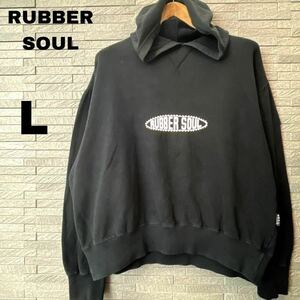 RUBBER SOUL ラバーソウル　デザインロゴ　メンズ　パーカー・スウェット　黒・ブラック×ホワイト・白　Lサイズ・オーバーサイズ