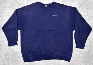 90s USA製 NIKE 大きいサイズ XL フェード スウェット トレーナー　　ナス紺 色あせ 退色 ナイキ アメリカ製 MADE IN USA 玉9231