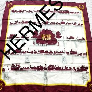 【新品】エルメス HERMES カレ90 LES PONTS DE PARIS パリの橋　馬車　 スカーフ　ストール シルク ショール 86cm