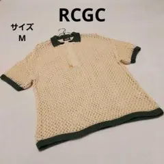 RCGC メッシュニット ポロシャツ M アイボリー 半袖 カジュアル ゴルフ