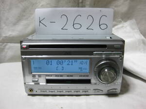 K-2626　JVC　ビクター　KW-MC300　MDLP　フロント AUX　2Dサイズ　CD&MDデッキ　故障品