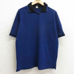 L/古着 リーバイス Levis 半袖 トップス メンズ 00s ワンポイントロゴ 鹿の子 コットン 青他 ブルー 24aug06 中古