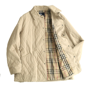 スペイン製 BURBERRY 中綿ダイヤキルティング ハーフ丈スナップブルゾン ベージュ×ノバチェック 6(XL)