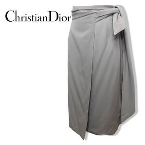 ☆Christian Dior クリスチャンディオール☆レディース ラップ 巻き スカート グレー size L 管:E:10