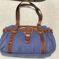 LONGCHAMP トートバッグ デニムキャンバス生地　ショルダーバッグ