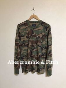 【新品】 Abercrombie & Fitch A&F アバクロンビー&フィッチ アイコン ロンT トップス ミリタリー サイズS 長袖 カモフラージュ柄