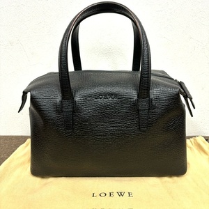 【LOEWE】ロエベ ハンドバッグ ブラック レザー ミニボストン ロゴ型押し