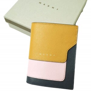 新品 MARNI マルニ BIFOLD WALLET/COIN PURSE サフィアーノレザー 二つ折り財布 PFMOQ14U13 PUMPKIN/CINDER ROSE/ORION BLUE ウォレット