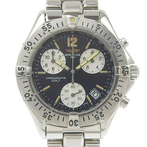 BREITLING ブライトリング コルト A53035 腕時計 SS クオーツ クロノグラフ メンズ ネイビー文字盤【I120224047】中古