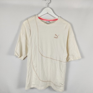 プーマ PUMA Tシャツ カットソー ステッチ クルーネック 半袖 USXS ナチュラル メンズ 中古 /EP