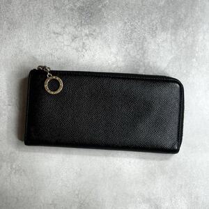 【現行品】 BVLGARI ブルガリ / ブルガリ・ブルガリジップウォレット 長財布 L字ファスナー グレインカーフ ブラック 280065 ビーゼロワン