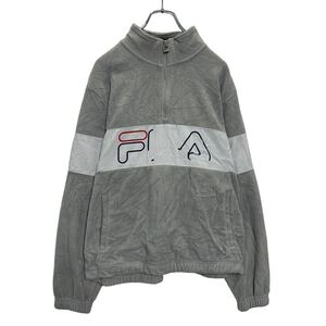 FILA ハーフジップ フリース ジャケット L グレー ホワイト フィラ ポケット 古着卸 アメリカ仕入 a601-6170