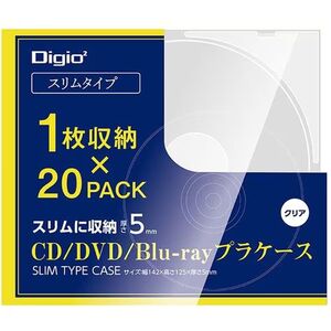 （まとめ買い）ナカバヤシ Digio CD/DVD/Blu-ray プラケース スリム 20パック CD-093-20C〔×3〕