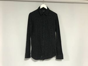 本物アルマーニジーンズARMANI JEANSコットン柄ドレス長袖シャツサーフミリタリーアメカジビジネススーツ黒ブラックSインド製